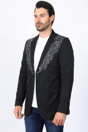 Embroidery Blazer | Blazer | Men's Black Fashion Blazer Embroidered