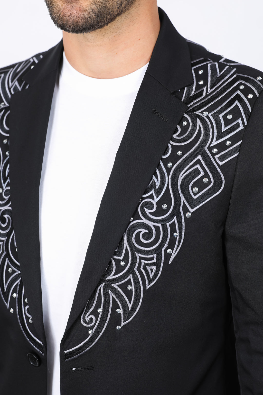 Embroidery Blazer | Blazer | Men's Black Fashion Blazer Embroidered