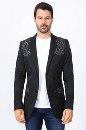 Embroidery Fashion Blazer II | Men's Blazer | Men Embroidery Blazer Beige Black Navy