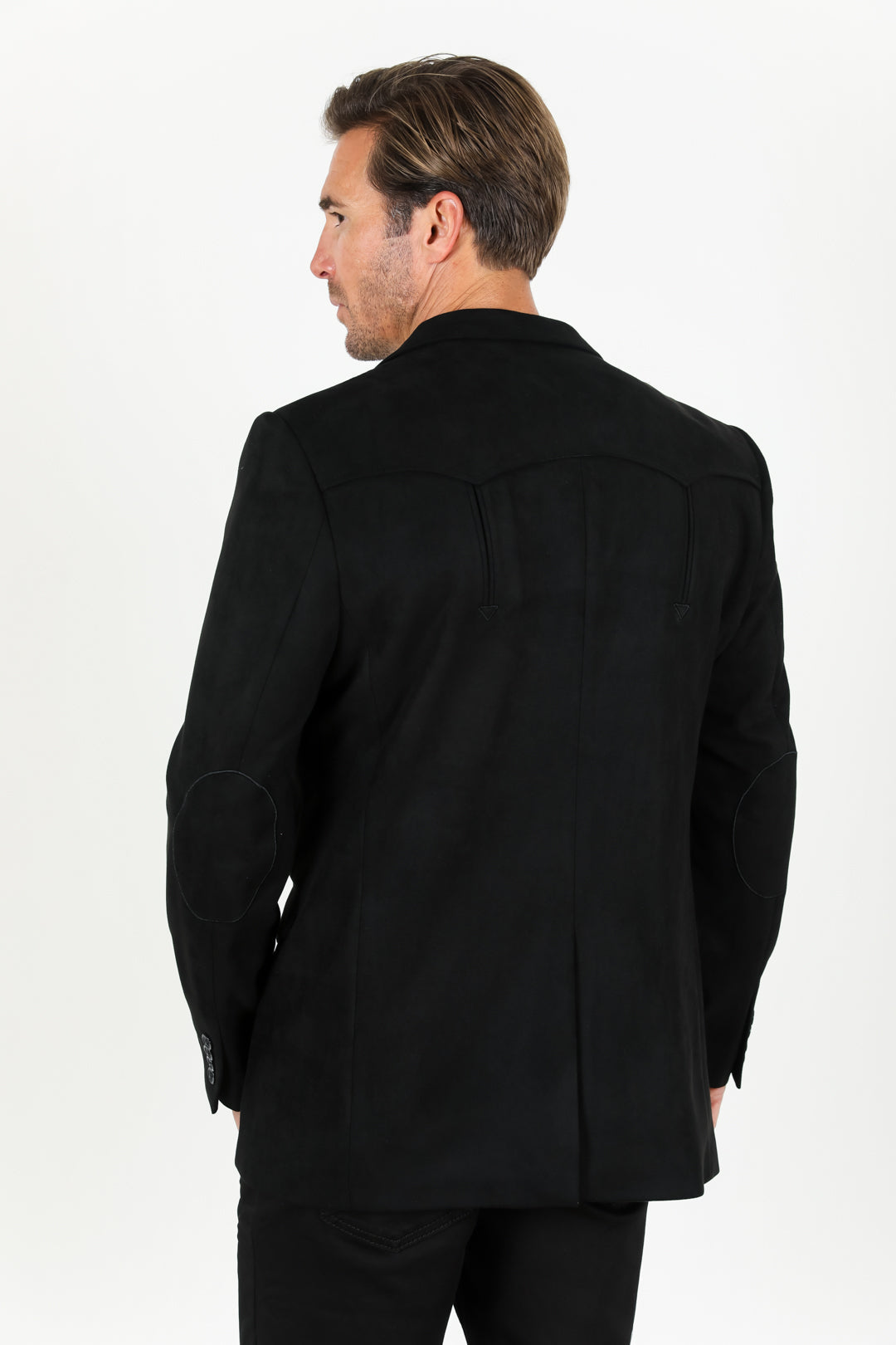 Black Double Button Suede Western Blazer | Blazer | Men's Faux Suede Western Black