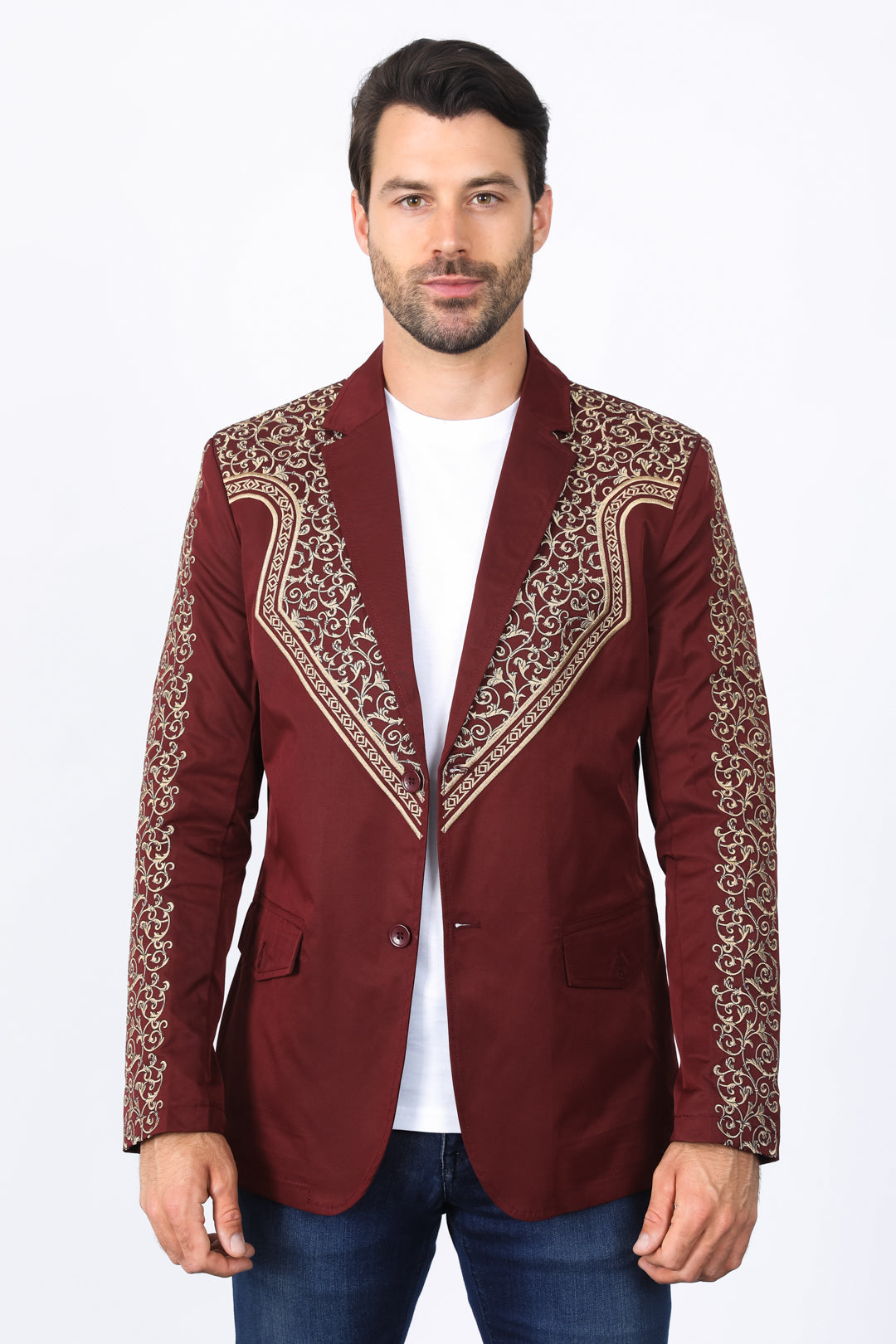 Embroidery Fashion Blazer III | Men's Blazer | Men Embroidery Blazer Beige Black Navy Burgundy