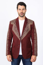 Embroidery Fashion Blazer III | Men's Blazer | Men Embroidery Blazer Beige Black Navy Burgundy