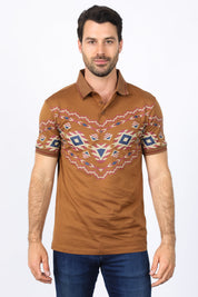 Aztec Diamond Band Polo | Polo Shirt | Men's Camel Cotton