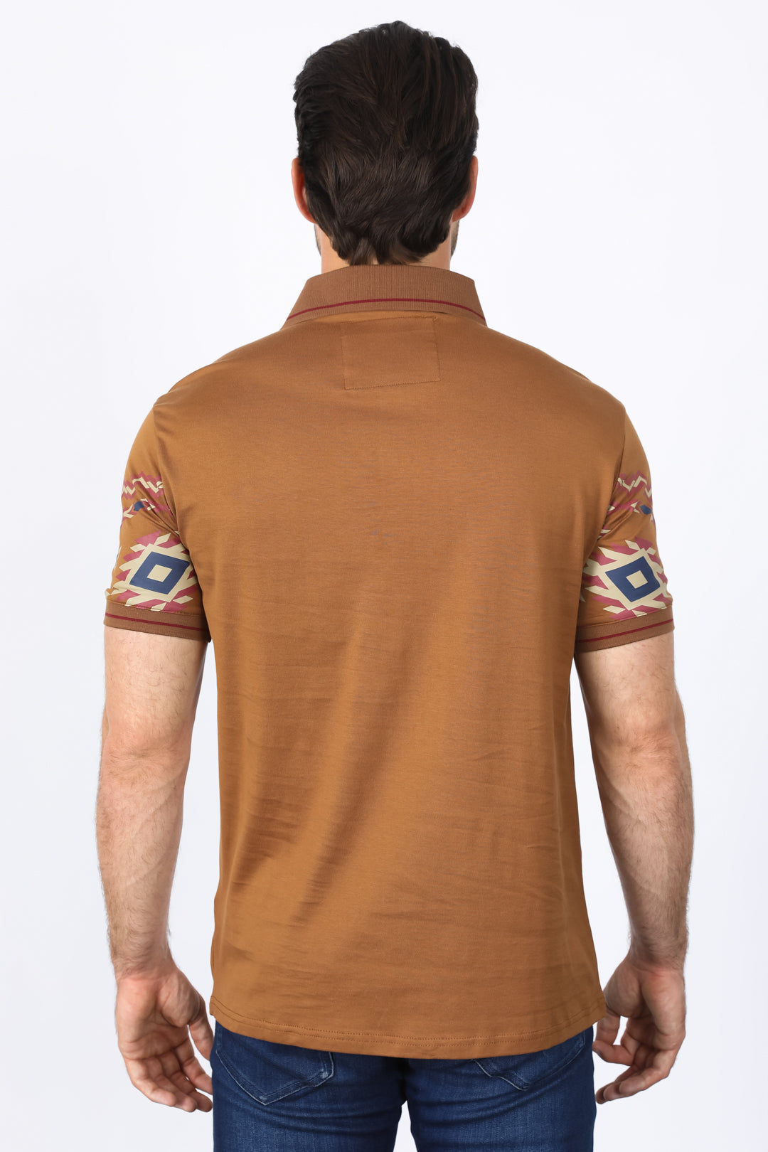 Aztec Diamond Band Polo | Polo Shirt | Men's Camel Cotton