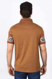 Aztec Diamond Band Polo | Polo Shirt | Men's Camel Cotton