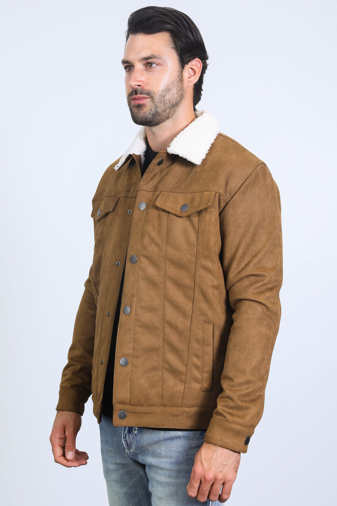 Pennine Sherpa Jacket | Men's Sherpa Lined Faux Suede Jacket | Warm Winter Overshirt UK