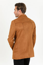 Camel Double Button Suede Western Blazer | Blazer | Men's Faux Suede Western Camel