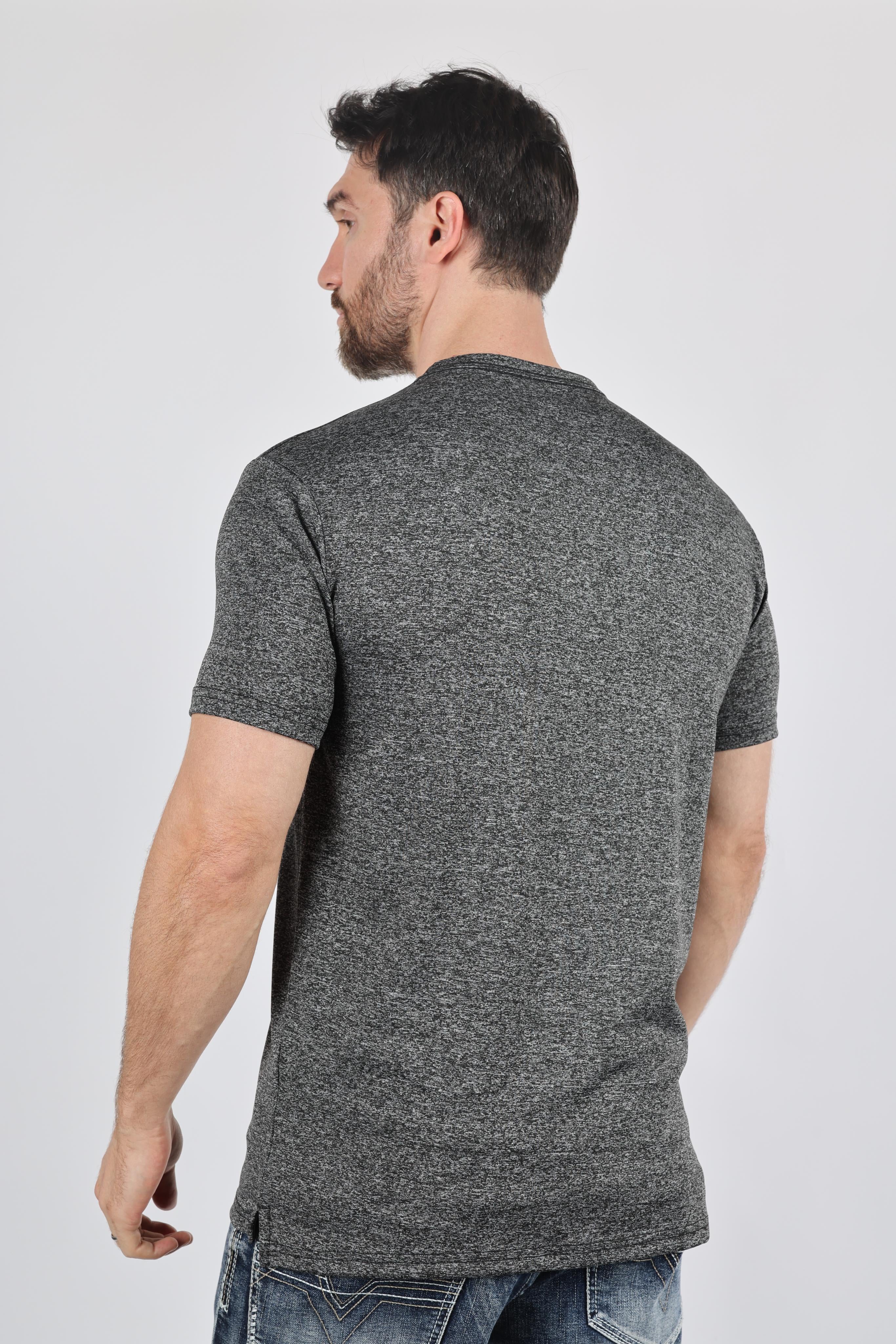 Henley Logo Tee | T-Shirt | Men's Cotton Stretch Charcoal Logo Print