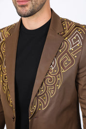 Embroidery Blazer | Blazer | Men's Dark Brown Fashion Blazer Embroidered