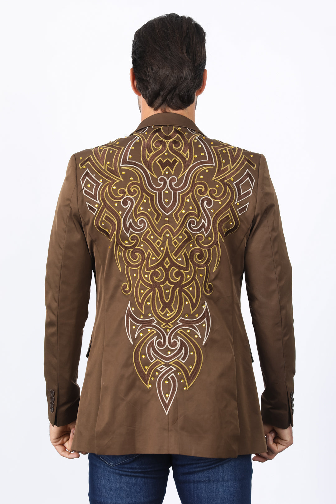 Embroidery Blazer | Blazer | Men's Dark Brown Fashion Blazer Embroidered