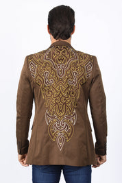 Embroidery Blazer | Blazer | Men's Dark Brown Fashion Blazer Embroidered