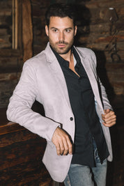 Double Button Suede Blazer | Men's Blazer | Men Faux Suede Black Off White Camel Navy Light Grey Mink Brown