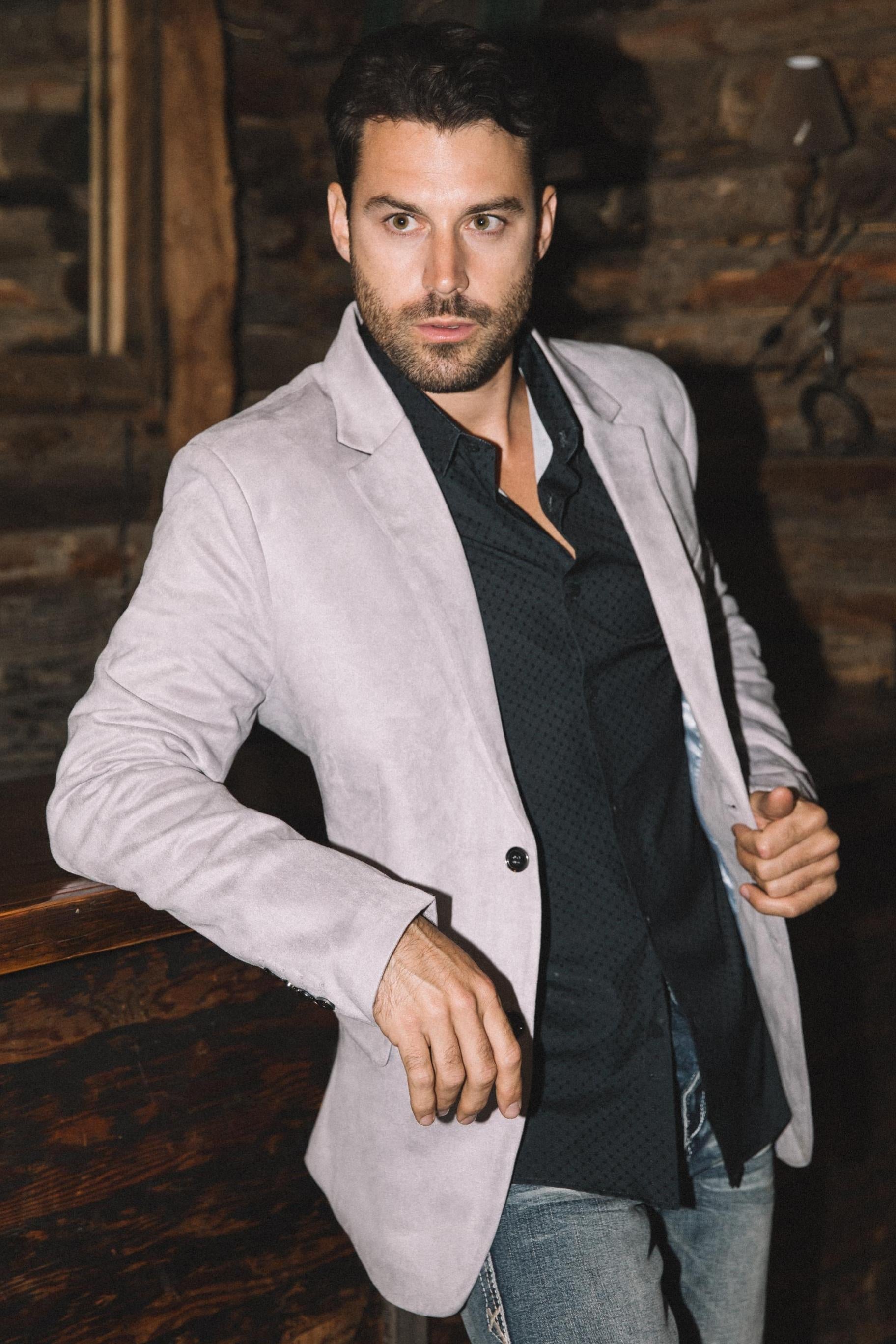 Double Button Suede Blazer | Men's Blazer | Men Faux Suede Black Off White Camel Navy Light Grey Mink Brown
