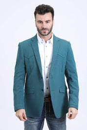 Double Button Western Blazer II | Men's Blazer | Men Western White Grey Blue Green Black