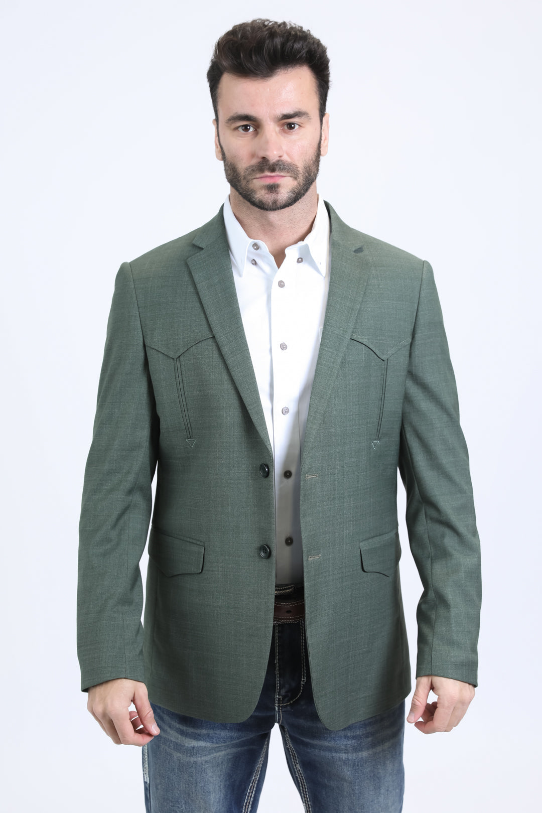 Double Button Western Blazer II | Men's Blazer | Men Western White Grey Blue Green Black