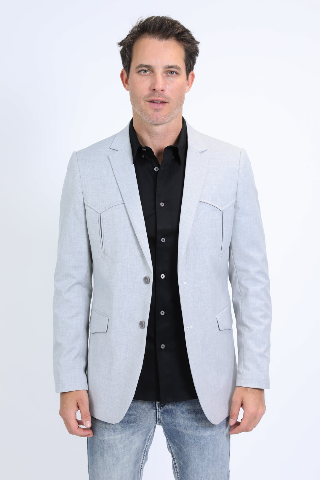Double Button Western Blazer IV | Men's Blazer | Men Western White Grey Beige Black Blue Burgundy