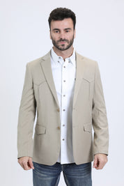 Double Button Western Blazer | Men's Blazer | Men Western Style Taupe Silver Sage Khaki Olive