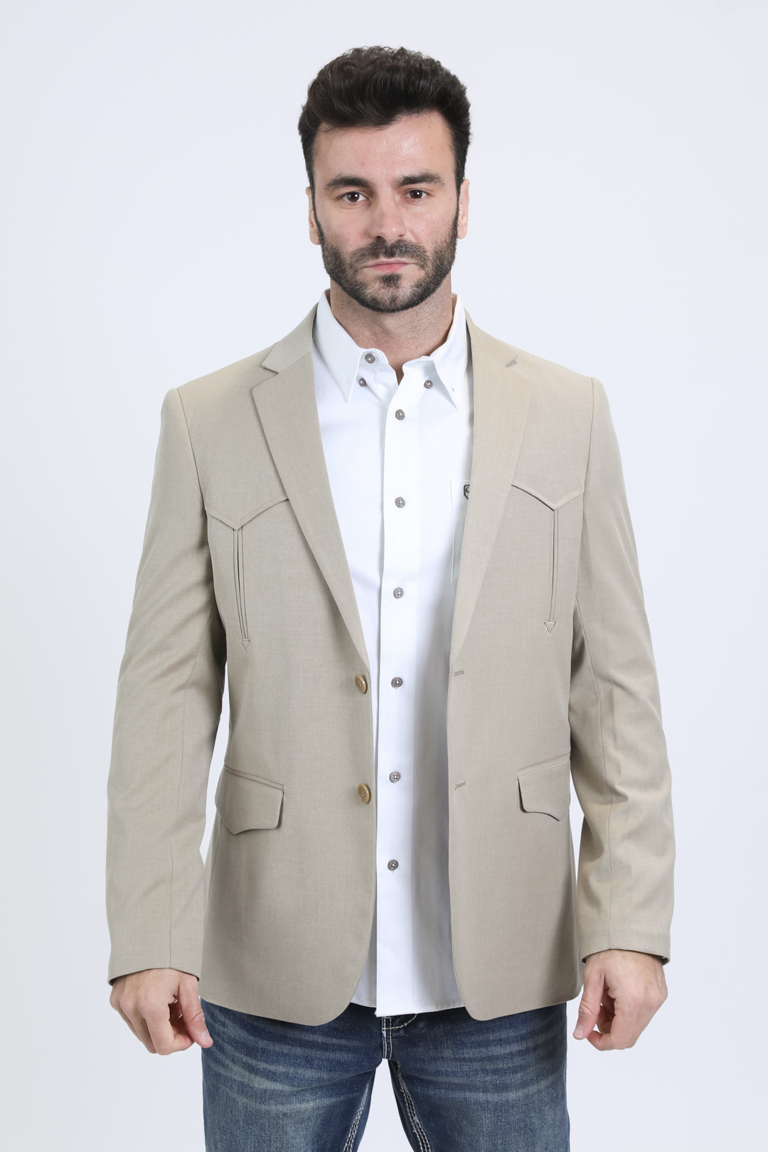 Khaki Double Button Western Blazer | Blazer | Men's Western Style Khaki