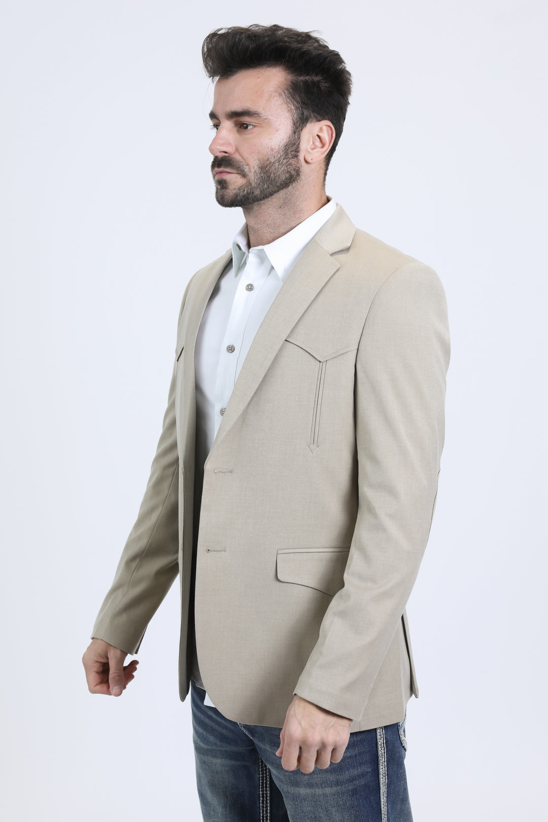 Khaki Double Button Western Blazer | Blazer | Men's Western Style Khaki