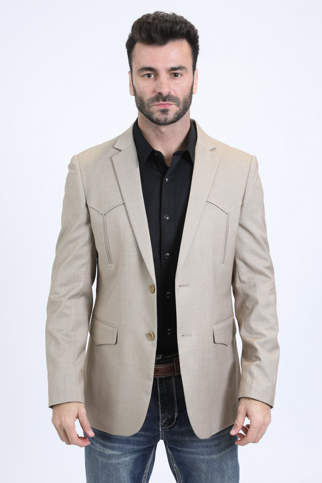 Double Button Western Blazer | Men's Blazer | Men Western Style Taupe Silver Sage Khaki Olive