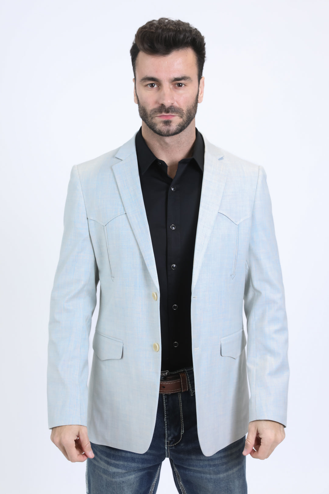 Double Button Western Blazer II | Men's Blazer | Men Western White Grey Blue Green Black