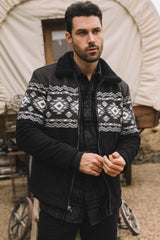 Aztec Suede Quilted Fur-Lined Jacket | Men's Jacket | Men Quilted Suede Black Brown Beige Navy