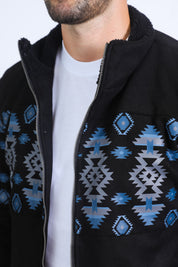 Aztec Quilted Fur-Lined Jacket | Men's Ethnic Winter Coat | Beige Black Brown