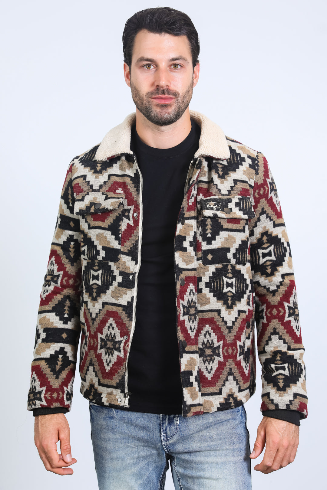 Aztec Quilted Fur-Lined Jacket II | Men's Jacket | Men Aztec Quilted Fur Beige Camel Black Burgundy Grey