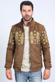 Aztec Quilted Fur-Lined Jacket | Men's Jacket | Men Aztec Quilted Fur Beige Black Brown