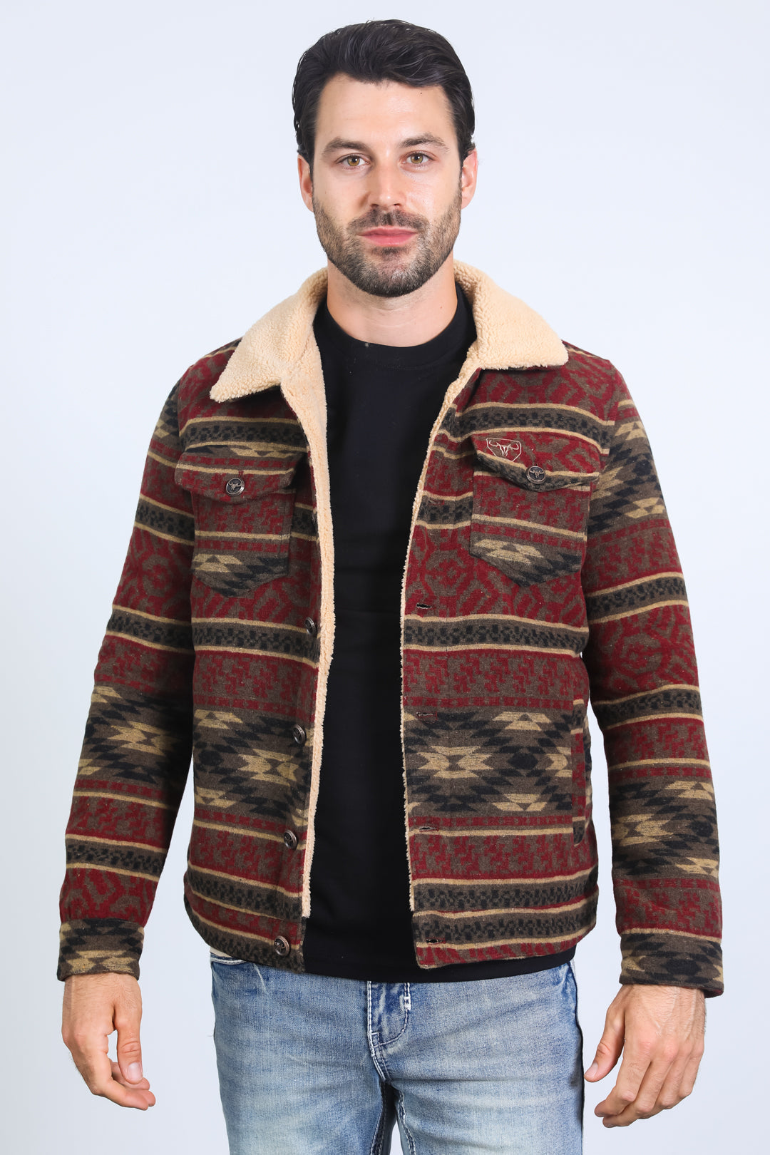 Aztec Quilted Fur-Lined Jacket II | Men's Jacket | Men Aztec Quilted Fur Beige Camel Black Burgundy Grey