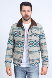 Aztec Quilted Fur-Lined Jacket II | Men's Jacket | Men Aztec Quilted Fur Beige Camel Black Burgundy Grey