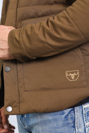 Aztec Quilted Fur-Lined Twill Jacket | Men's Ethnic Winter Coat | Brown Beige Black Grey