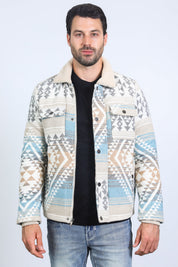 Aztec Quilted Twill Jacket | Men's Jacket | Men Aztec Twill Quilted Beige Black Brown