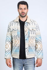 Aztec Quilted Twill Jacket | Men's Jacket | Men Aztec Twill Quilted Beige Black Brown