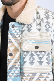 Aztec Quilted Twill Jacket | Men's Jacket | Men Aztec Twill Quilted Beige Black Brown