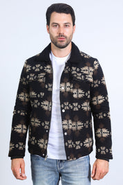 Aztec Quilted Twill Jacket | Men's Jacket | Men Aztec Twill Quilted Beige Black Brown
