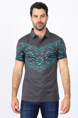 Aztec Diamond Band Polo | Polo Shirt | Men's Grey Cotton