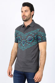Aztec Diamond Band Polo | Polo Shirt | Men's Grey Cotton