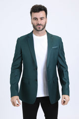 Modern Fit Blazer IV | Men's Blazer | Men Modern Fit Forest Green Heather Grey Pinstripe