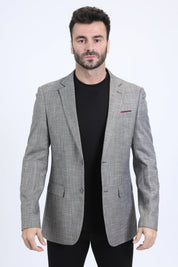 Modern Fit Blazer IV | Men's Blazer | Men Modern Fit Forest Green Heather Grey Pinstripe