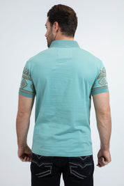 Multilevel Aztec Polo Shirt | Polo | Men's Cotton Stretch Blue Aztec