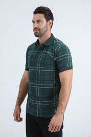 Plaid Polo Shirt | Polo | Men's Cotton Stretch Green Plaid Smart Casual