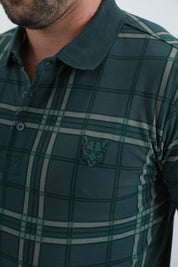 Plaid Polo Shirt | Polo | Men's Cotton Stretch Green Plaid Smart Casual