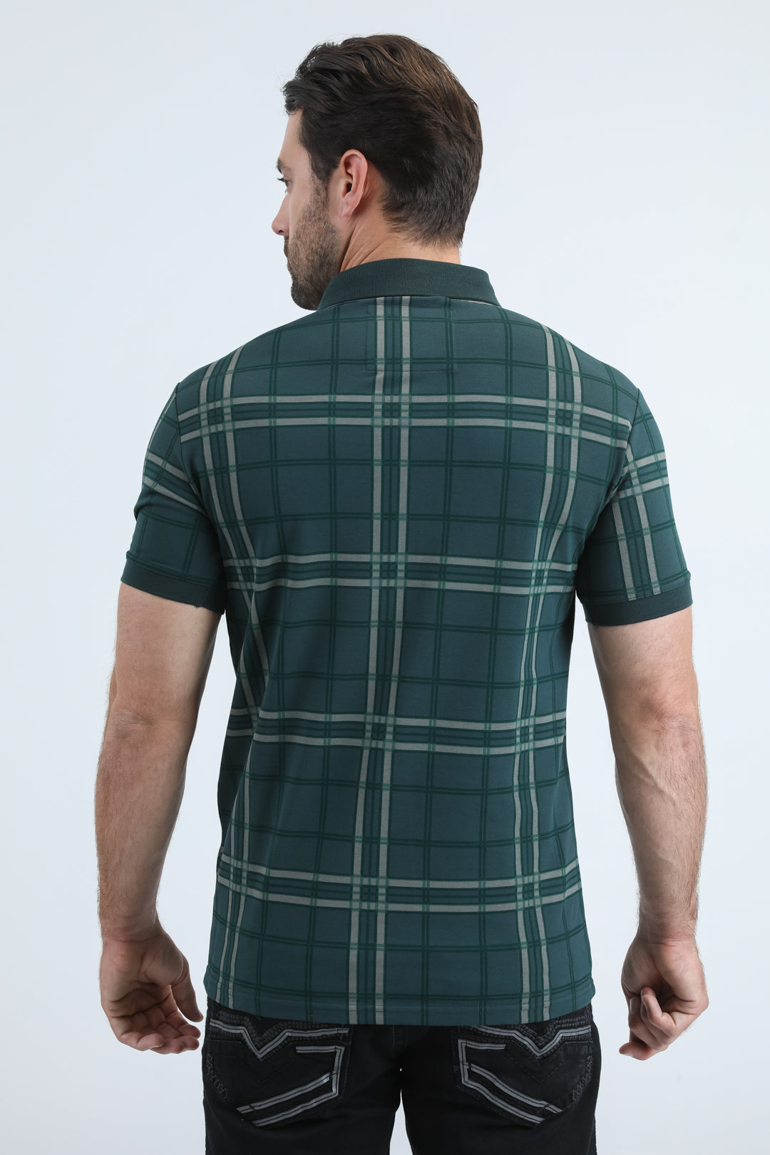 Plaid Polo Shirt | Polo | Men's Cotton Stretch Green Plaid Smart Casual