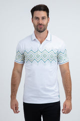 Navajo Band Polo Shirt | Polo | Men's Cotton White Navajo Pattern