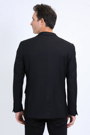 Date Night Stretch Blazer | Men's Blazer | Men Modern Fit Stretch Date Night Black Grey
