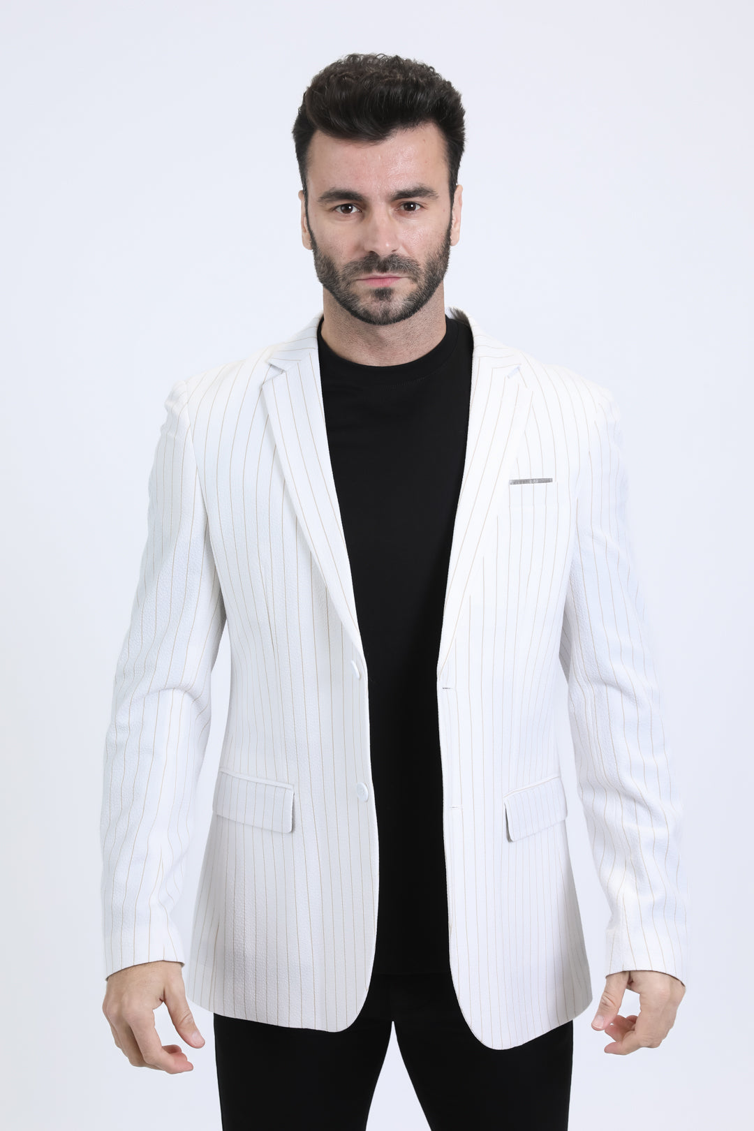 Modern Fit Blazer IV | Men's Blazer | Men Modern Fit Forest Green Heather Grey Pinstripe
