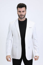 Modern Fit Blazer IV | Men's Blazer | Men Modern Fit Forest Green Heather Grey Pinstripe