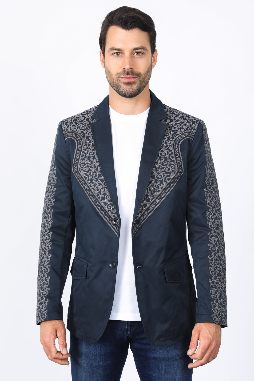Embroidery Fashion Blazer III | Men's Blazer | Men Embroidery Blazer Beige Black Navy Burgundy