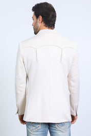 Off-White Double Button Suede Western Blazer | Blazer | Men's Faux Suede Western Off-White